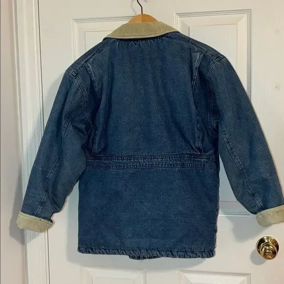 Warm Denim Jacket with Beige Corduroy Collar, XS - Picture 5 of 13